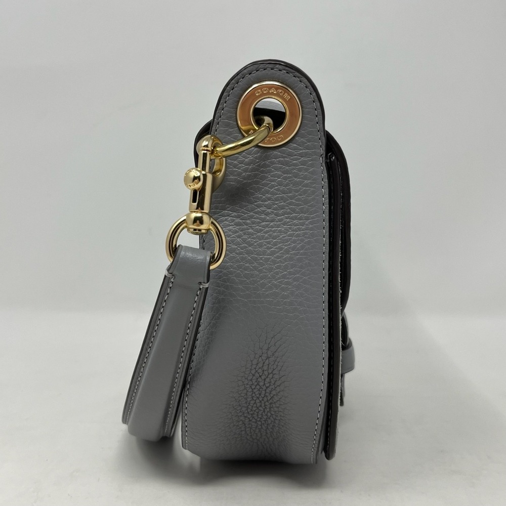COACH Kleo Shoulder Bag 17 Crossbody Gray Leather Suede Granite Saddle C5687 - Picture 5 of 16
